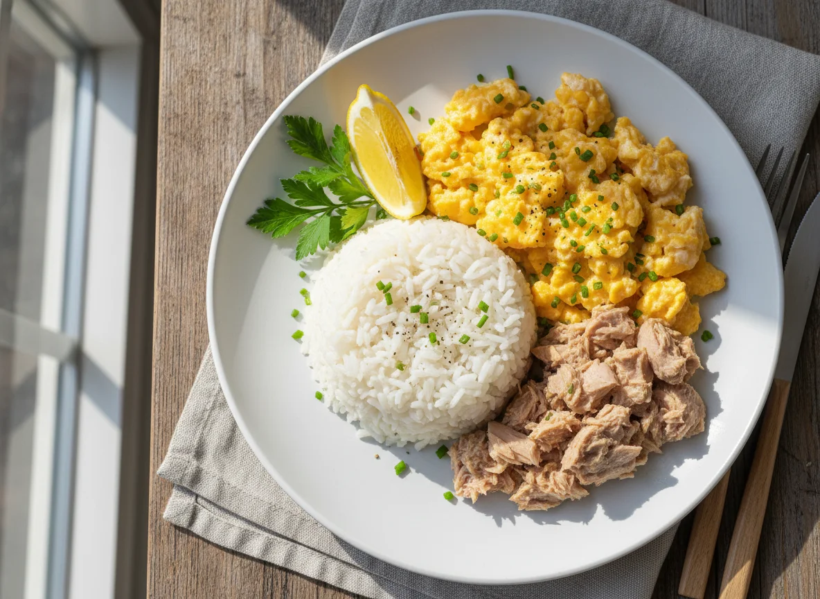 Rice with Scrambled Eggs and Tuna photo