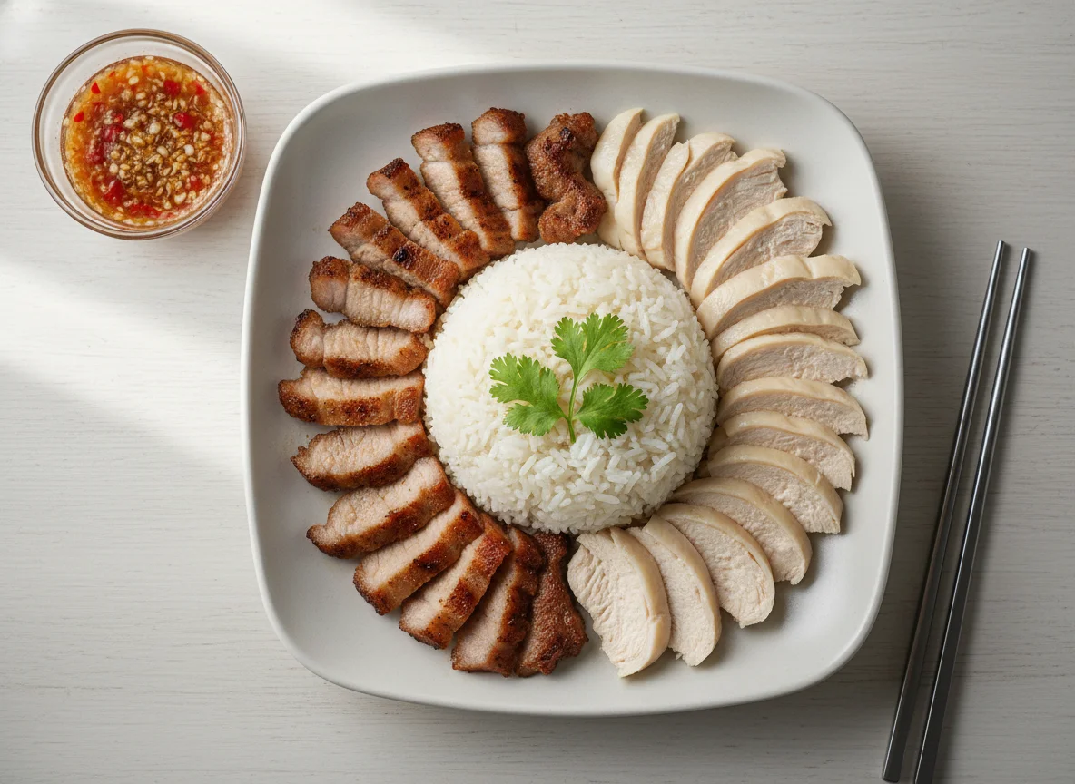 Rice with Sliced Pork and Chicken photo