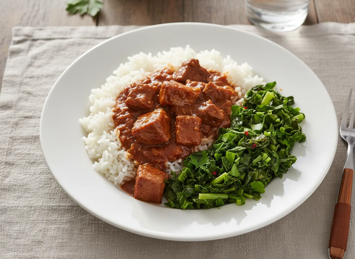Rice with Stewed Meat and Greens photo
