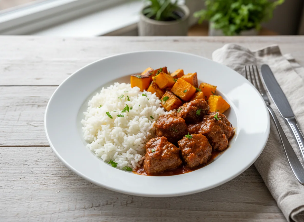 Rice with Stewed Meat and Squash photo