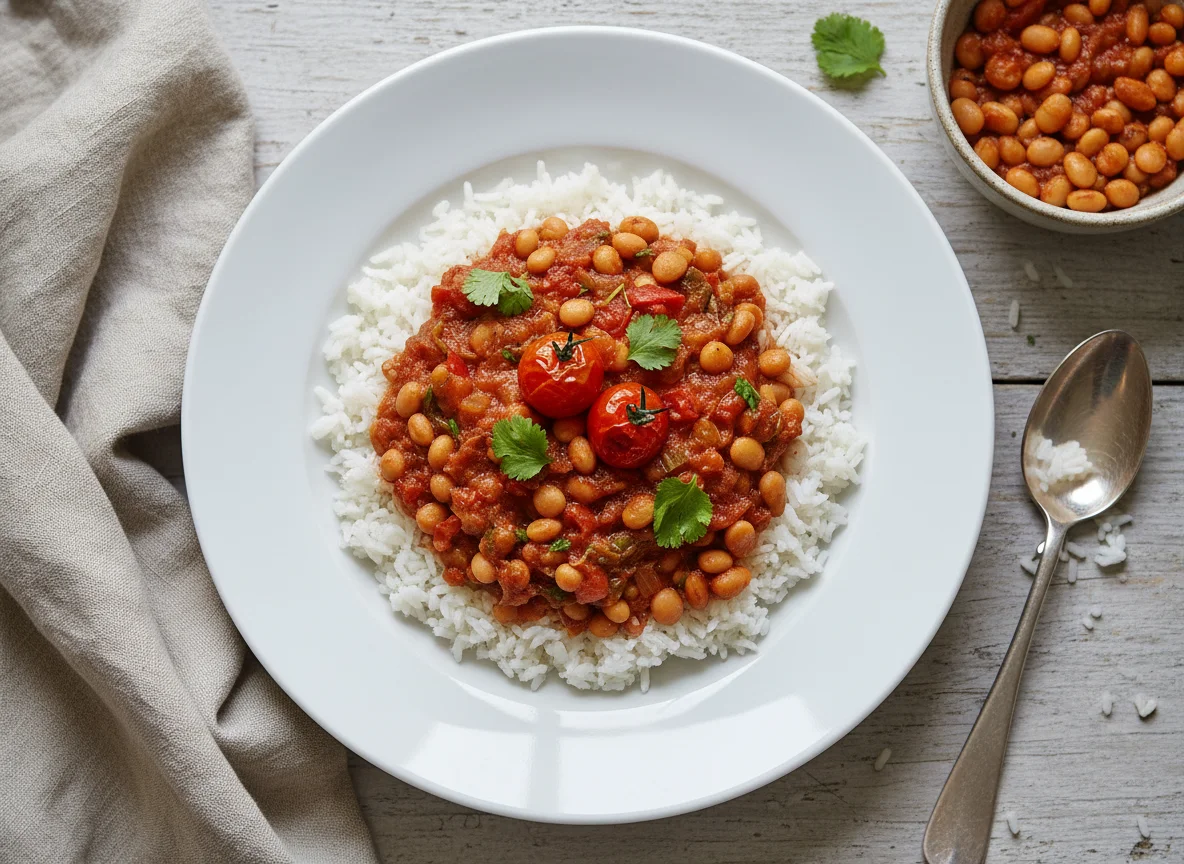 Rice with Tomato Sauce and Beans photo