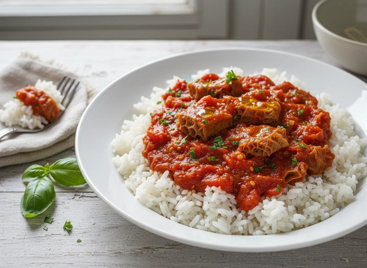 Rice with Tripe and Tomato Sauce photo