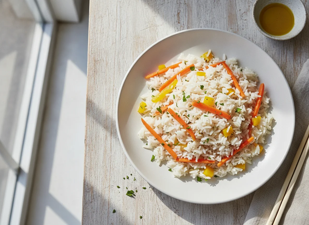 Rice with vegetables photo