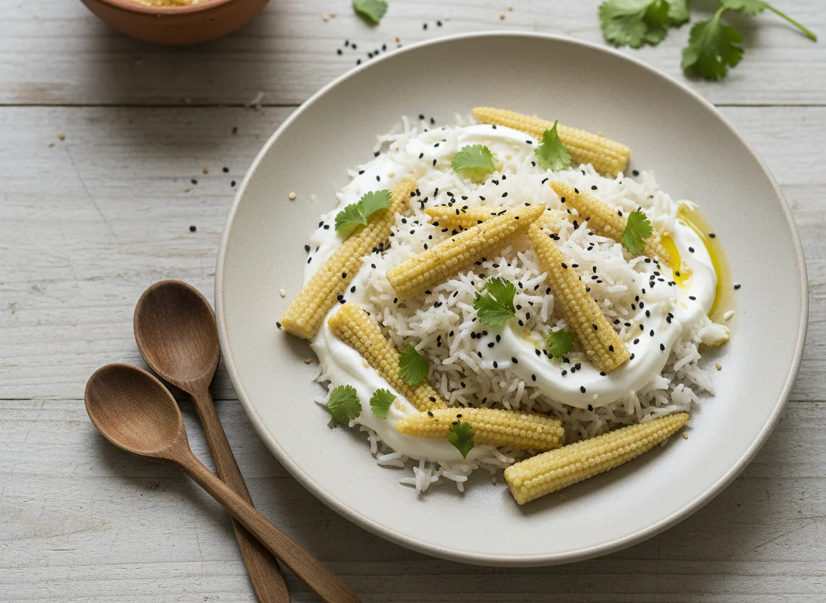 Rice with Yogurt and Baby Corn photo
