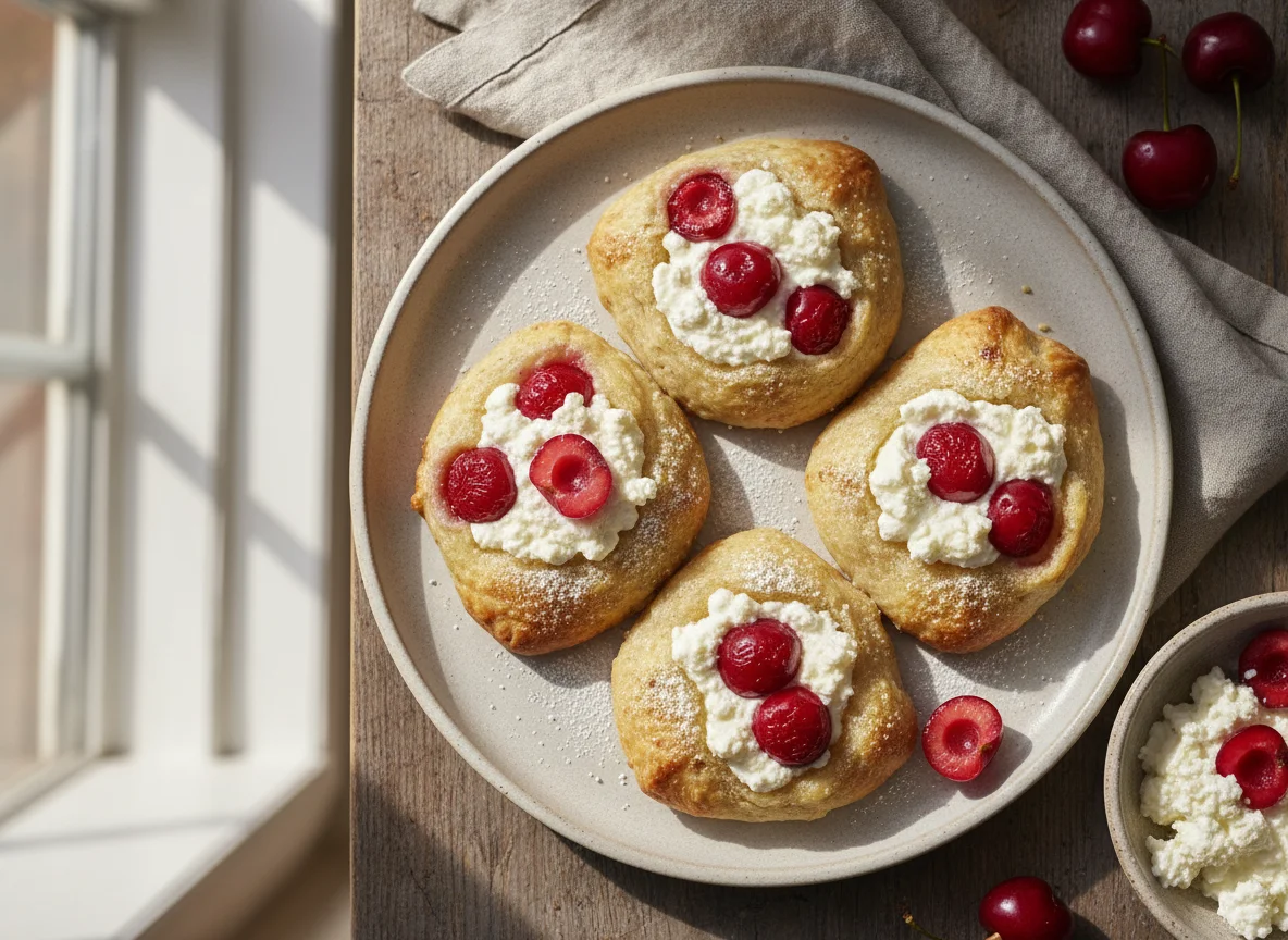 Ricotta and Cherry Cottage Cheese Pastries photo