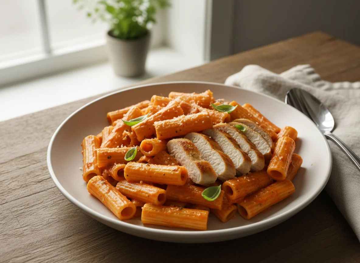 Rigatoni with Creamy Tomato Sauce and Chicken photo