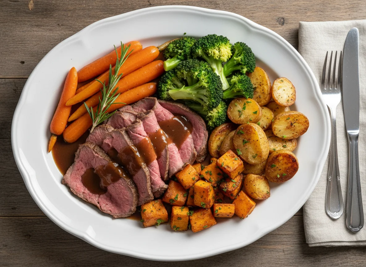 Roast Beef Dinner with Vegetables photo