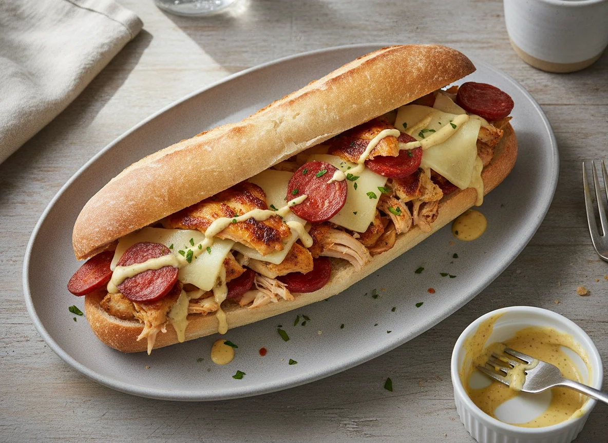 Roast Chicken Chorizo and Cheese Mustard Mayo Torp photo