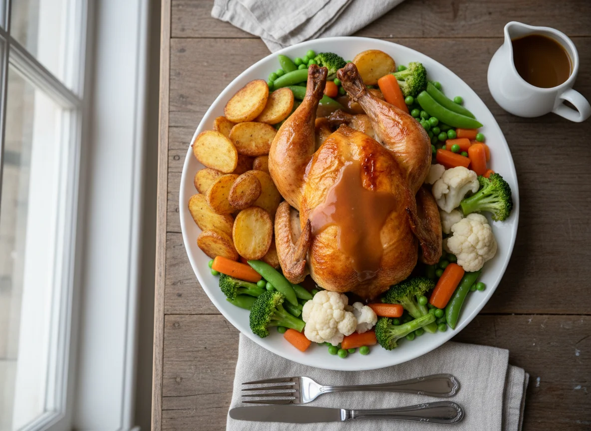 Roast Chicken Dinner with Gravy photo