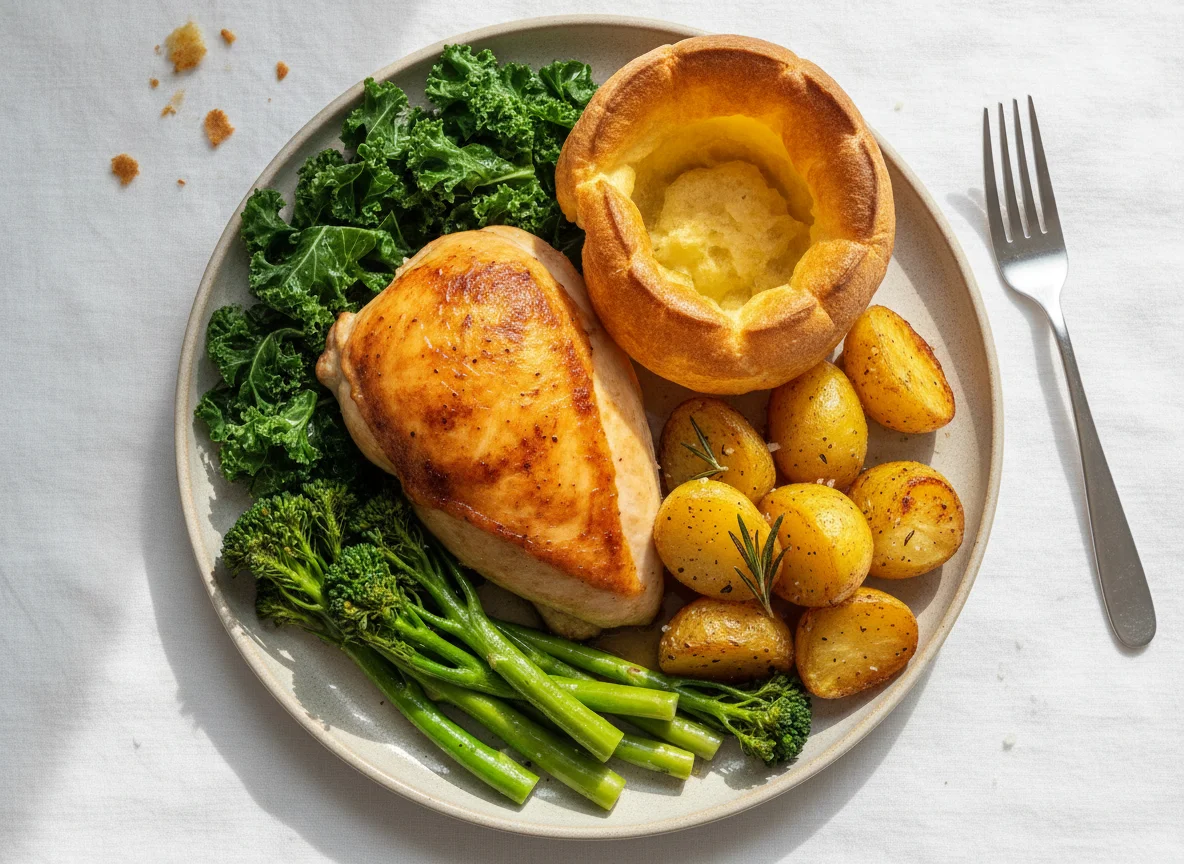 Roast Chicken Dinner with Yorkshire Pudding photo