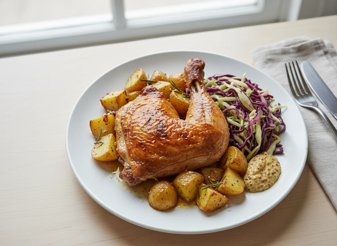 Roast Chicken with Potatoes and Cabbage photo