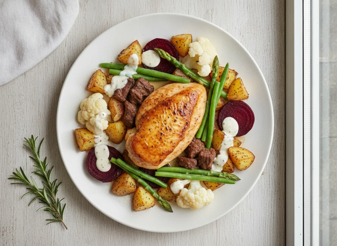 Roast Chicken with Vegetables and Potatoes photo