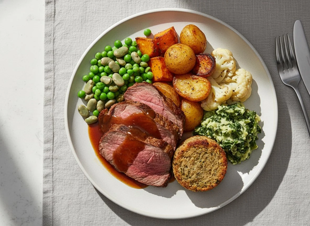 Roast Dinner with Beef and Vegetables photo