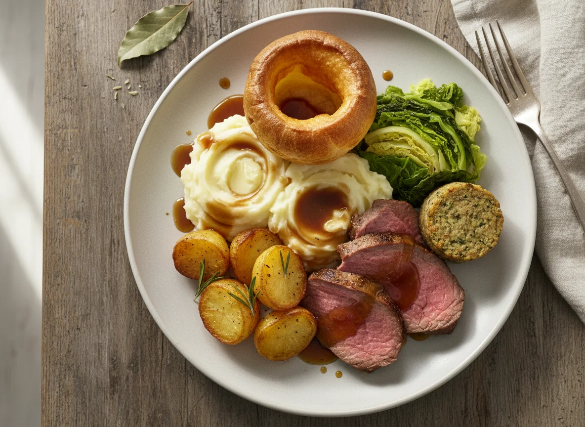 Roast Dinner with Cabbage and Mash photo
