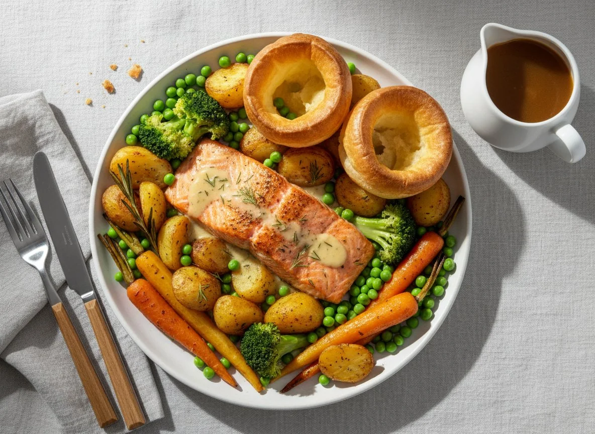 Roast Dinner with Salmon photo