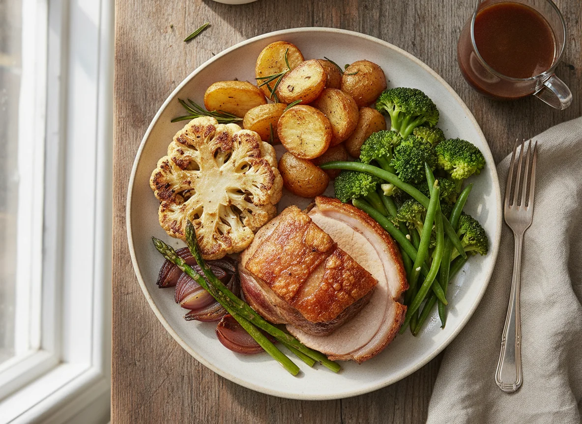Roast Pork Dinner with Vegetables photo