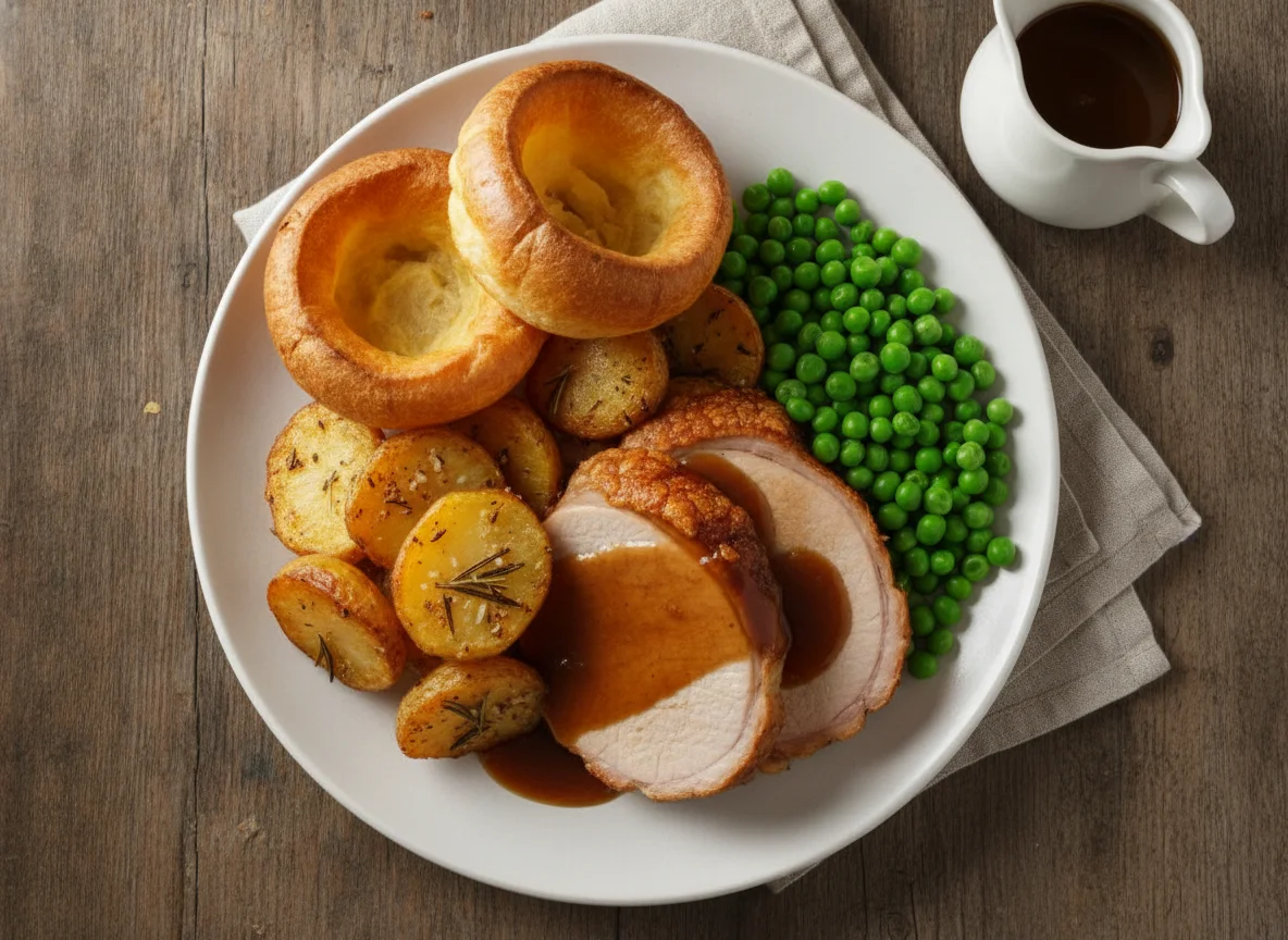 Roast Pork Dinner with Yorkshire Pudding photo