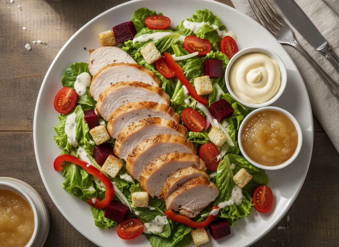 Roast Turkey Salad with Beetroot and Condiments photo