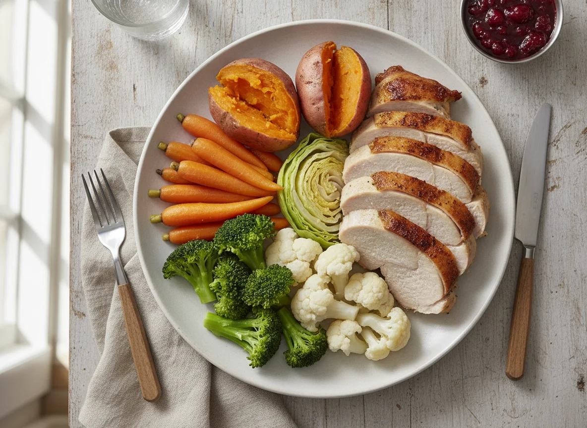 Roast Turkey with Sweet Potato and Vegetables photo