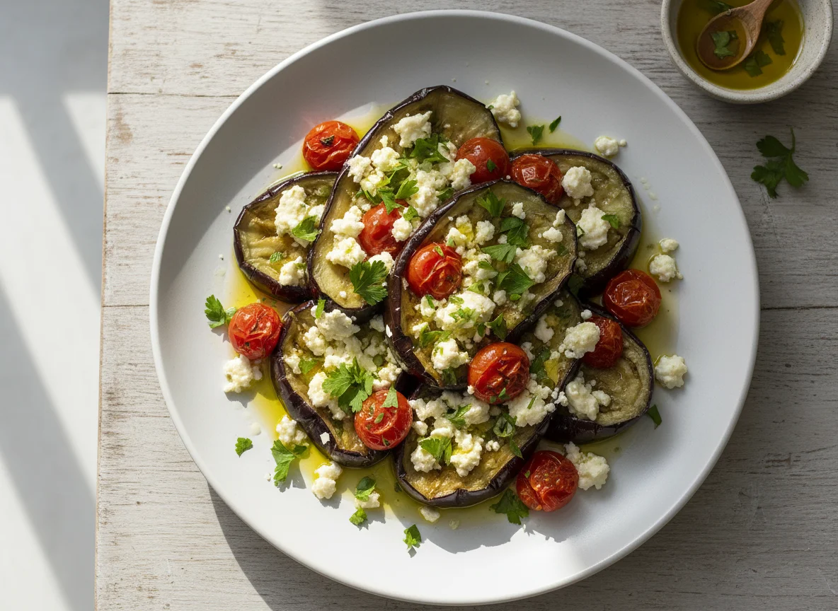Roasted Aubergine with Feta and Tomatoes photo