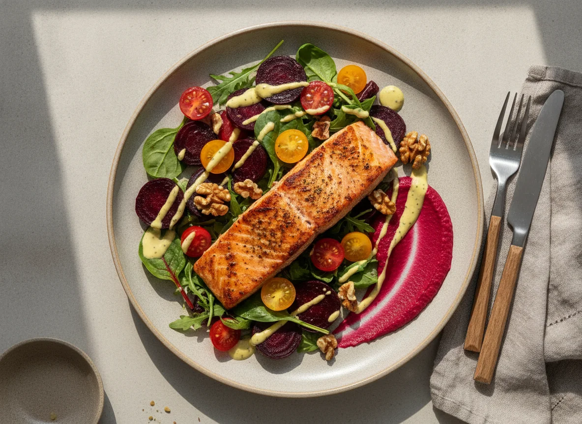 Roasted Beetroot and Salmon Salad photo