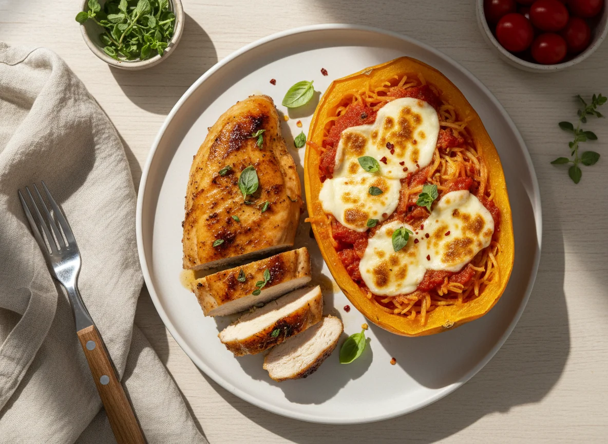 Roasted Chicken and Stuffed Spaghetti Squash photo