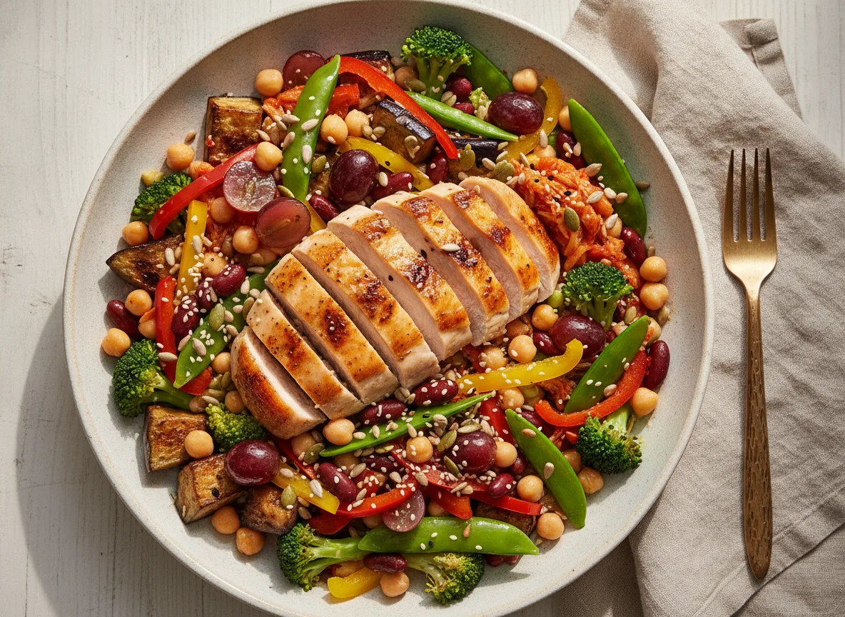 Roasted Chicken and Vegetable Salad with Seeds photo