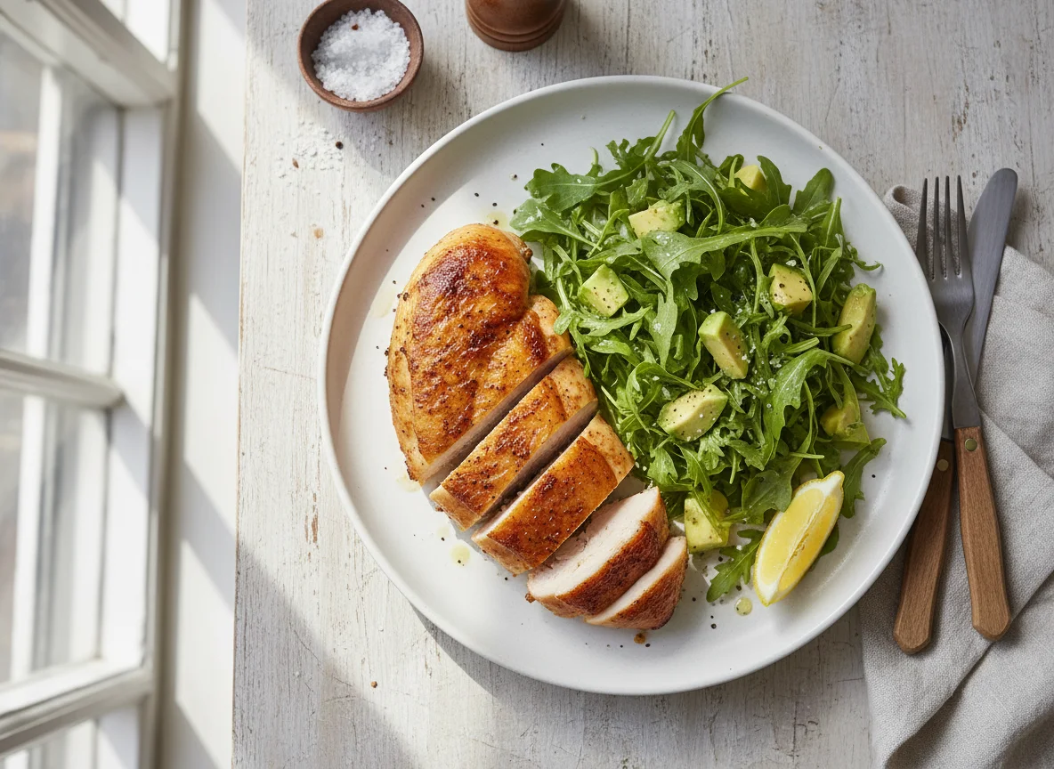 Roasted Chicken Breast with Rocket and Avocado photo