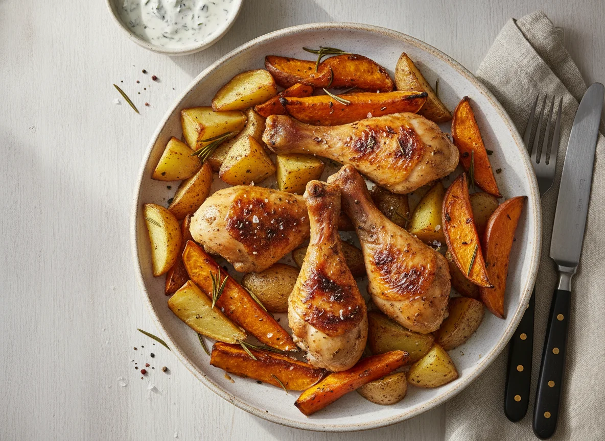 Roasted Chicken Drumsticks with Potatoes photo