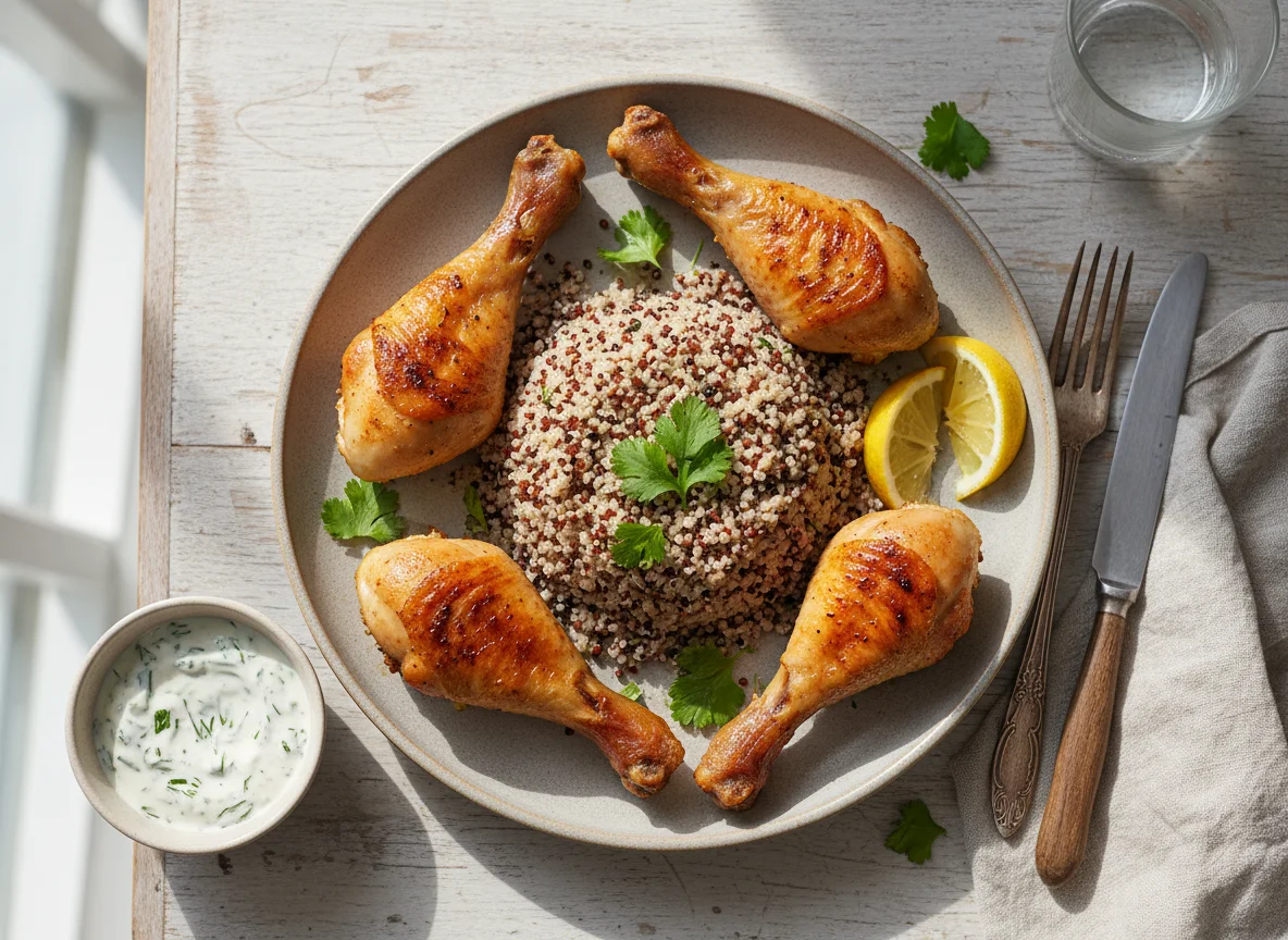 Roasted Chicken Drumsticks with Quinoa photo