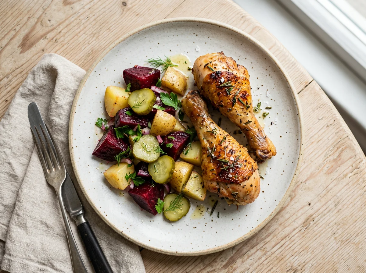 Roasted Chicken Drumsticks with Vinaigrette Salad photo