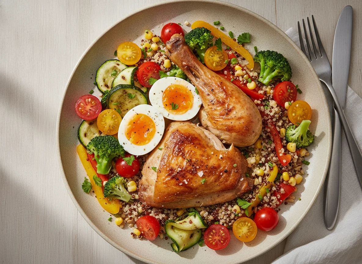 Roasted Chicken Leg Salad with Mixed Vegetables photo