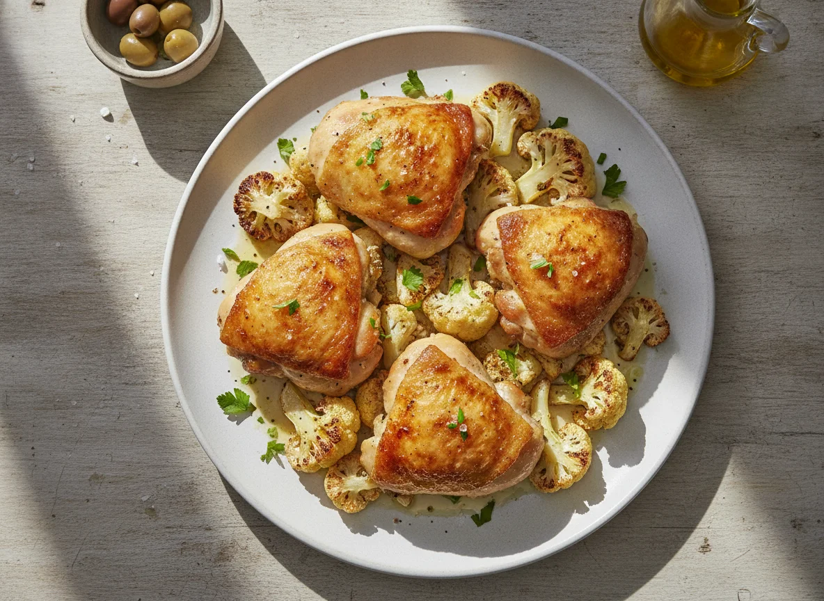 Roasted Chicken Thighs with Cauliflower photo