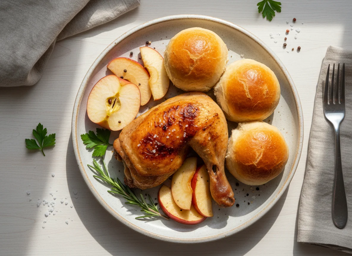 Roasted Chicken with Apple and Pandesal photo