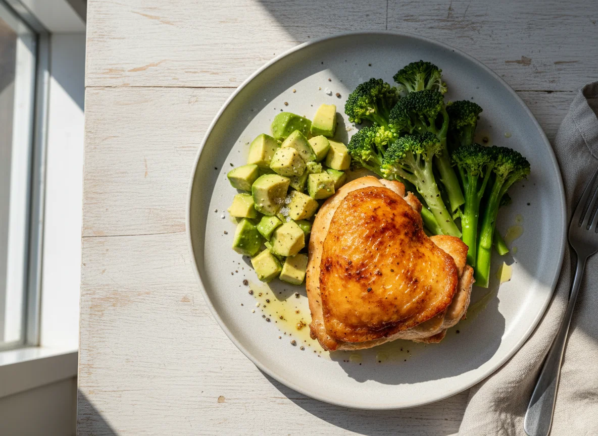 Roasted Chicken with Avocado and Broccoli photo