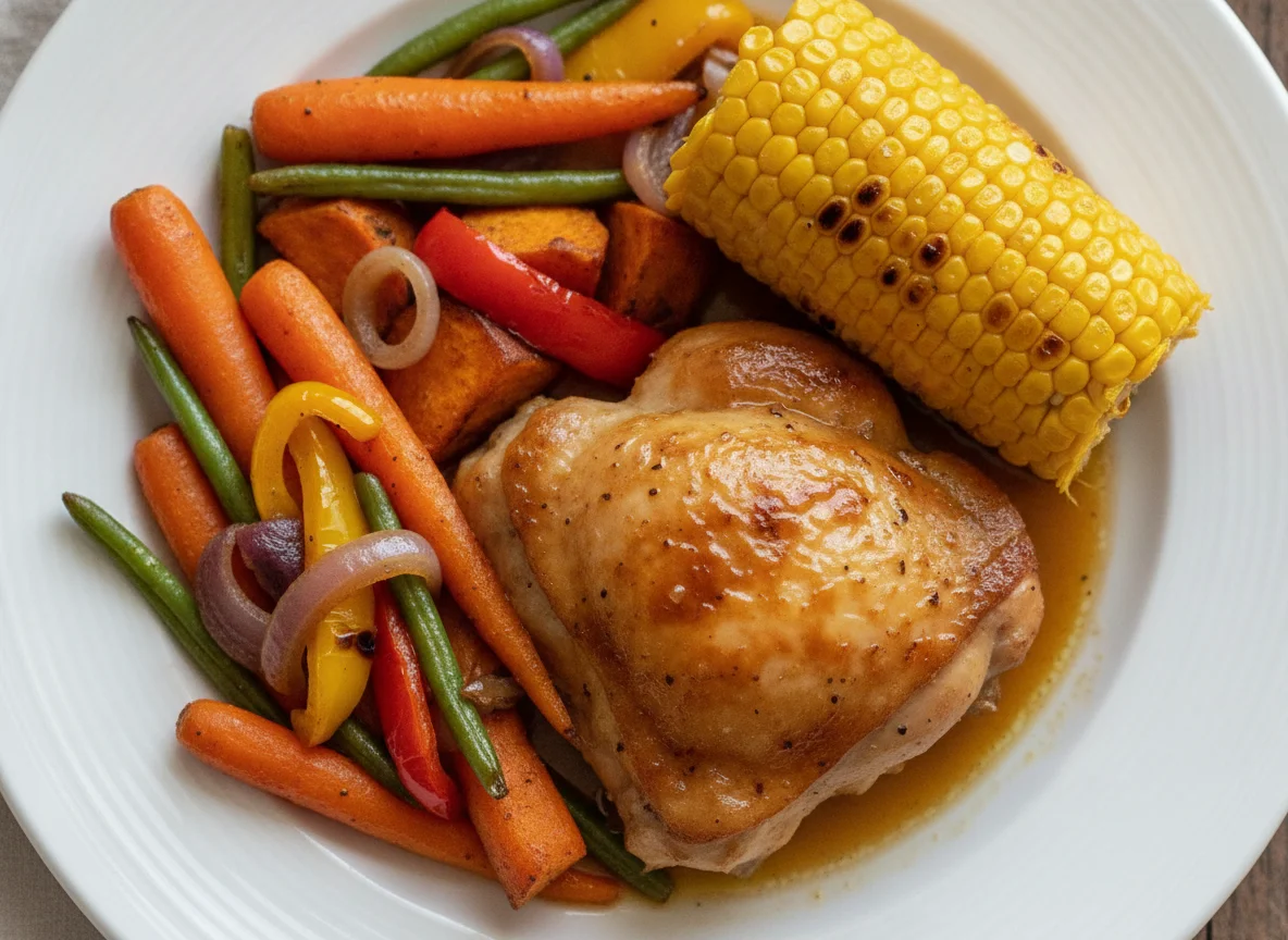 Roasted Chicken with Corn and Vegetables photo