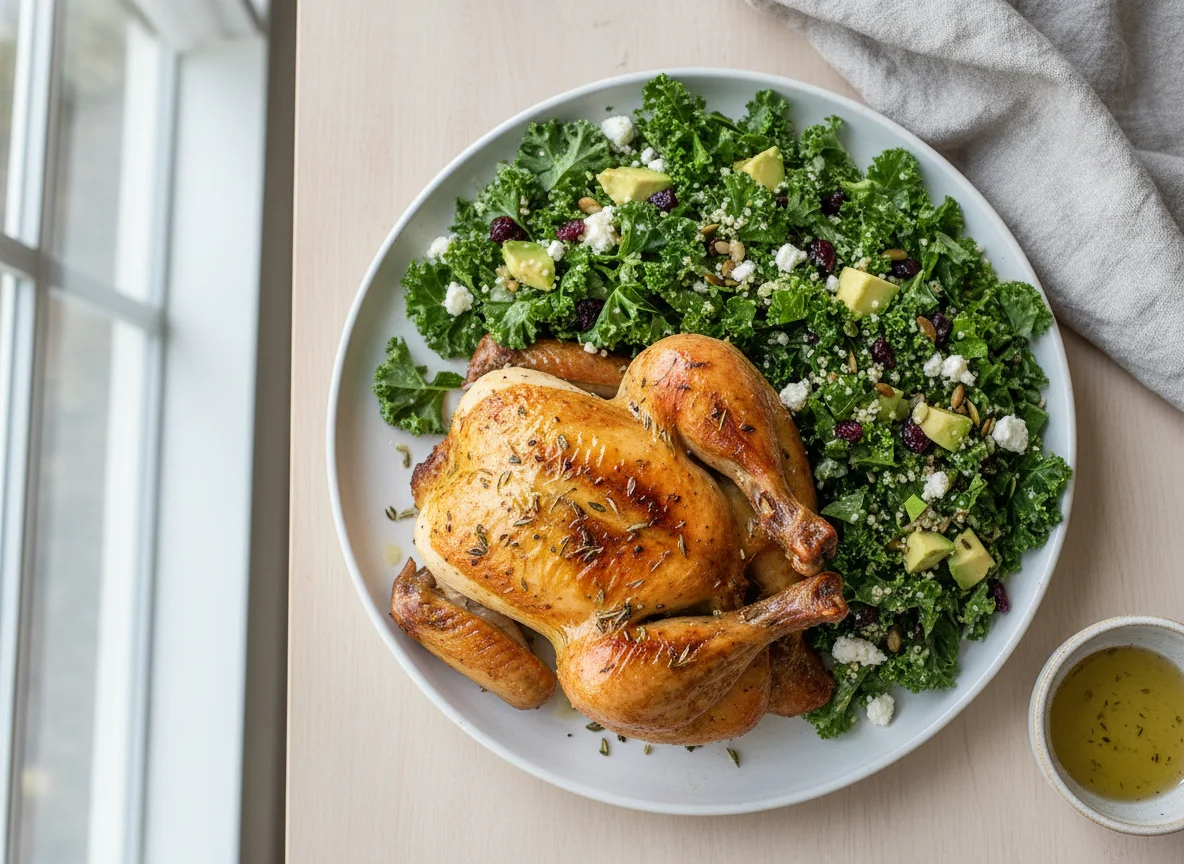 Roasted Chicken with Kale Salad photo
