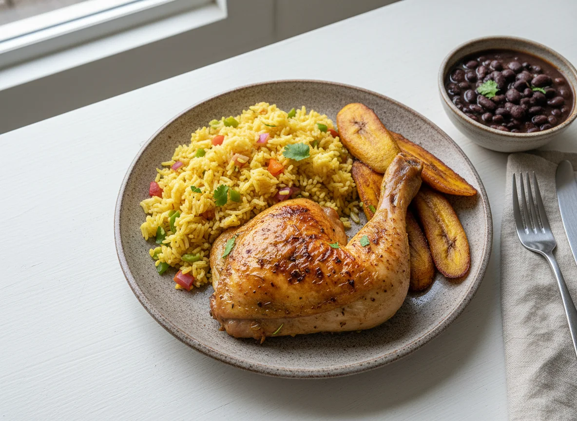 Roasted Chicken with Rice and Plantains photo