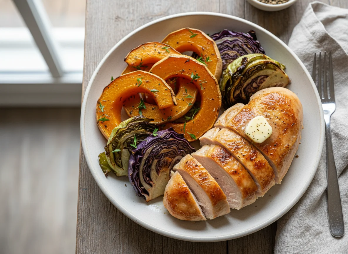 Roasted Chicken with Squash and Cabbage photo