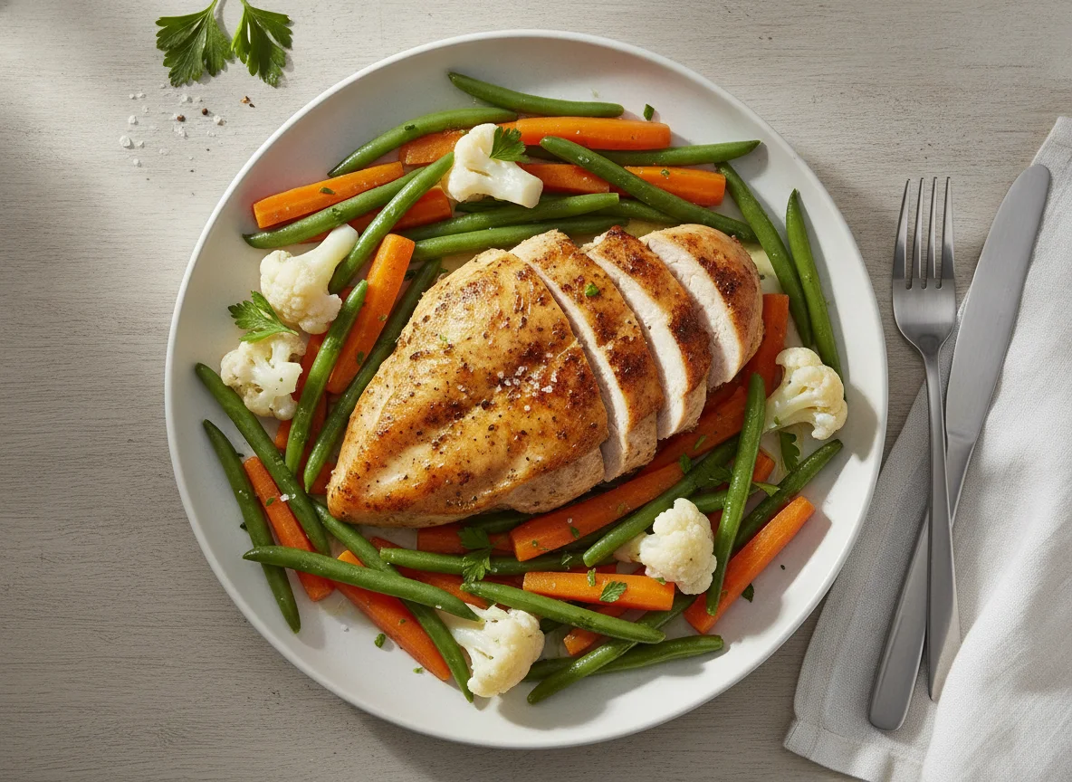 Roasted Chicken with Steamed Vegetables photo