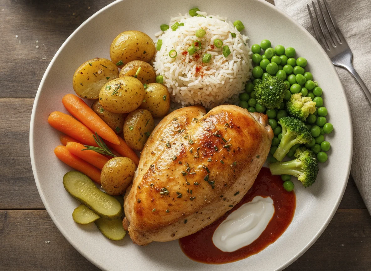 Roasted Chicken with Vegetables and Rice photo