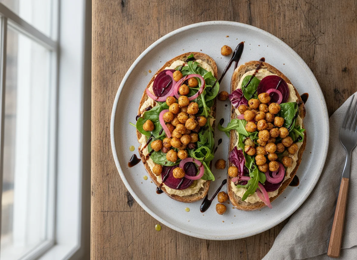Roasted Chickpea and Beetroot Sourdough Toast photo