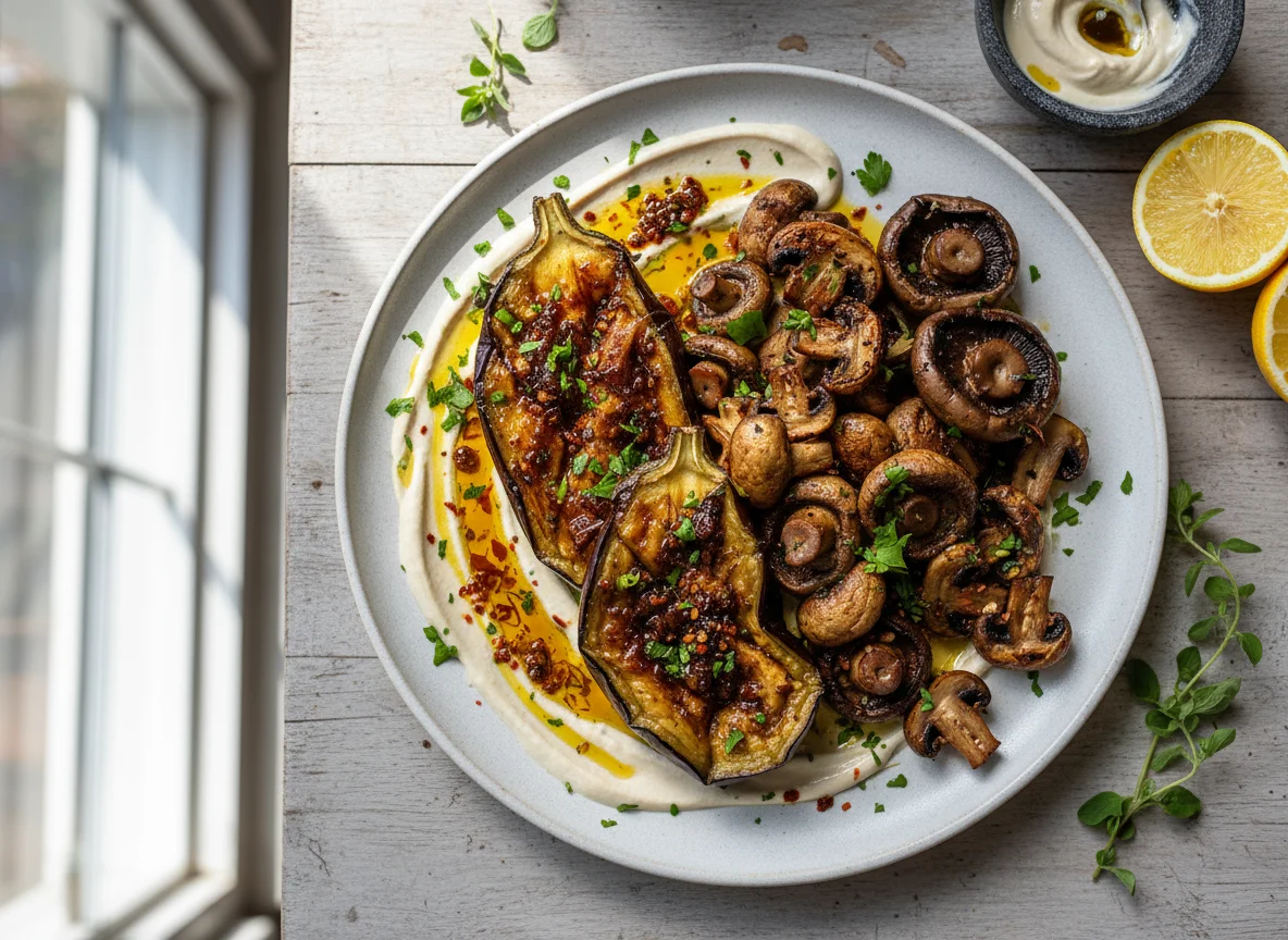 Roasted Eggplant and Mushrooms photo