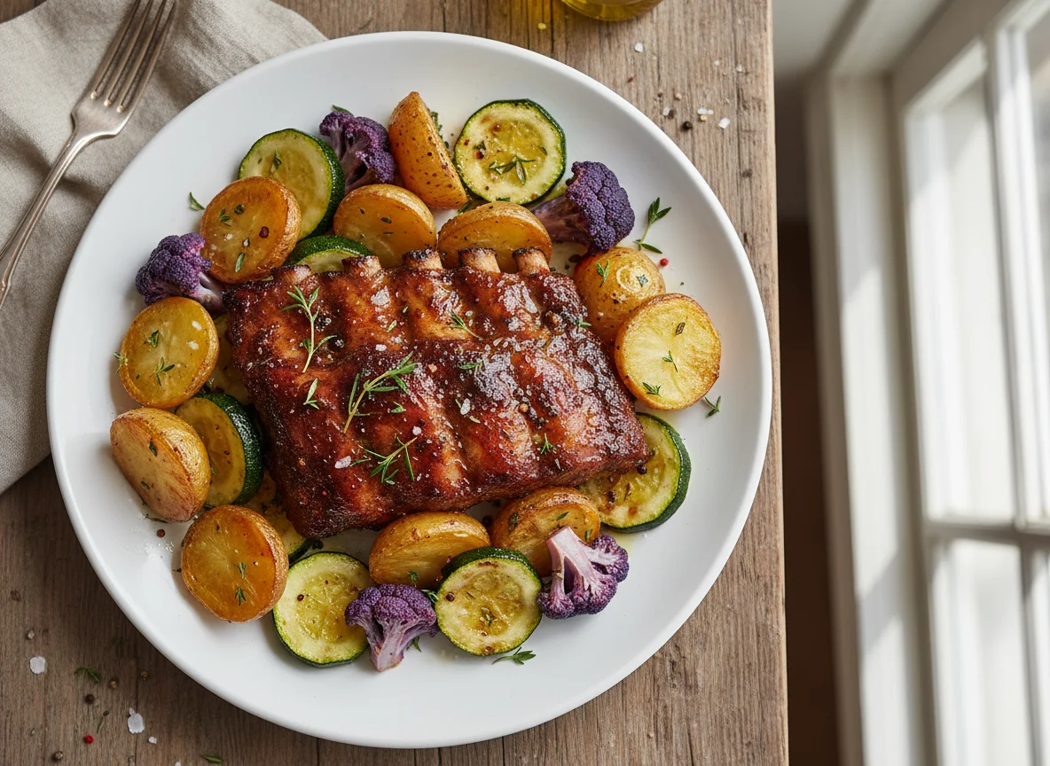 Roasted Meat and Mixed Vegetables photo