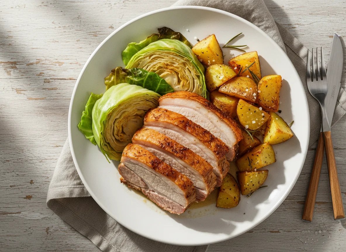 Roasted Pork with Cabbage and Potatoes photo