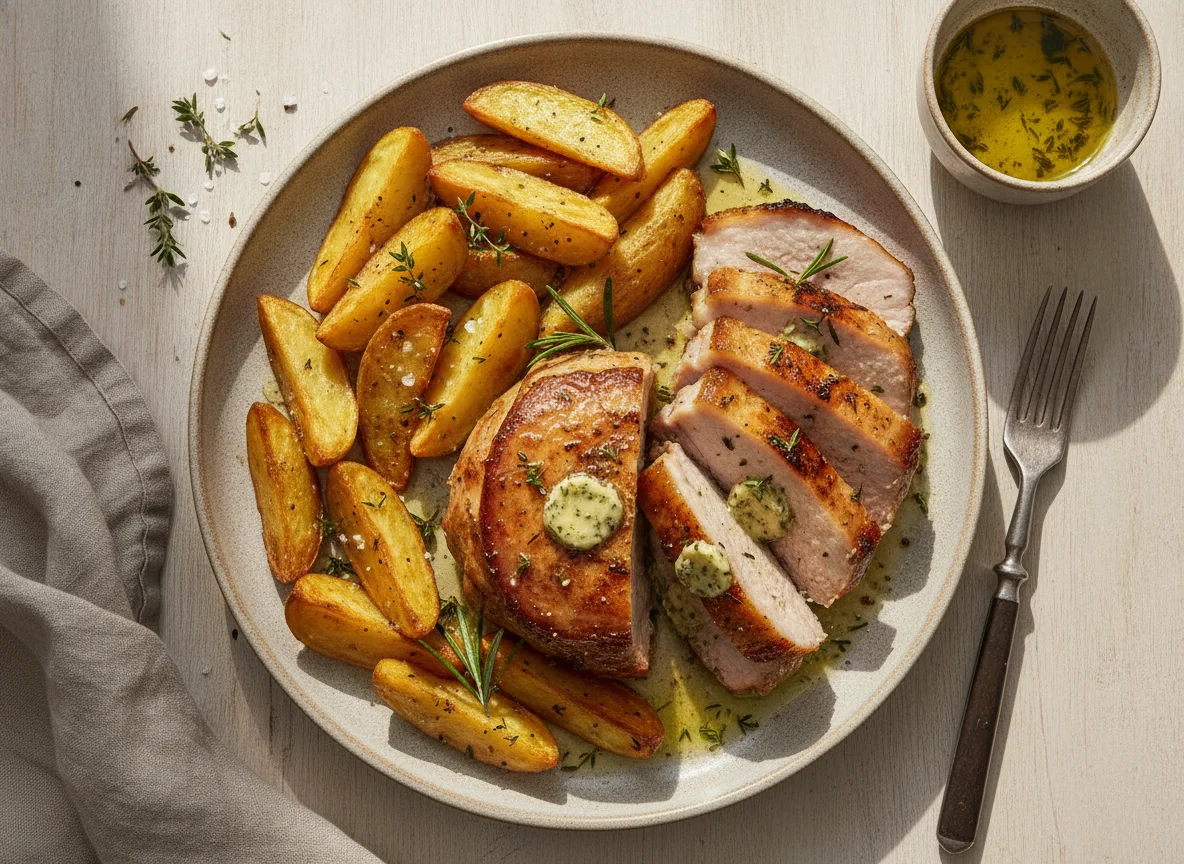 Roasted Pork with Potato Wedges photo
