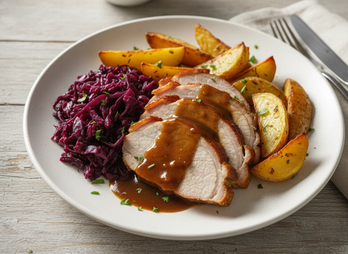 Roasted Pork with Potatoes and Cabbage photo