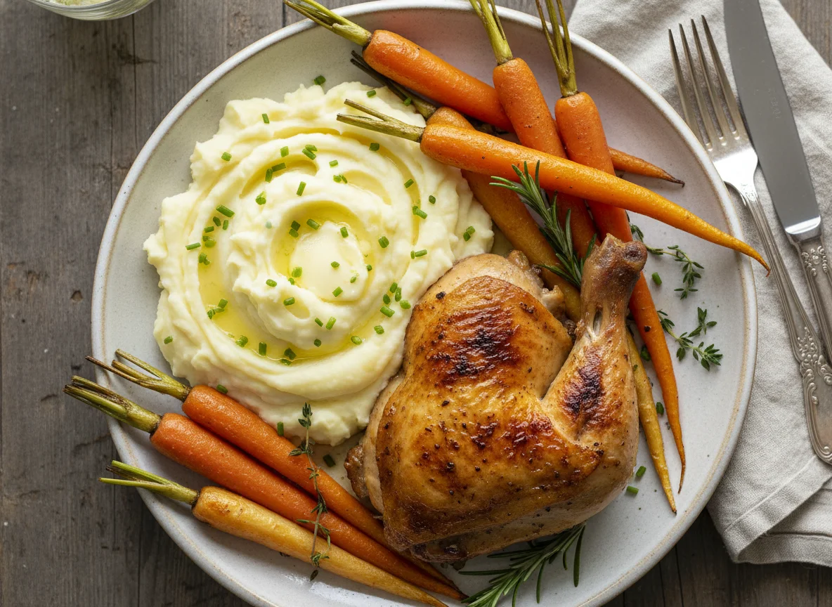 Roasted Poultry with Mashed Potatoes and Carrots photo