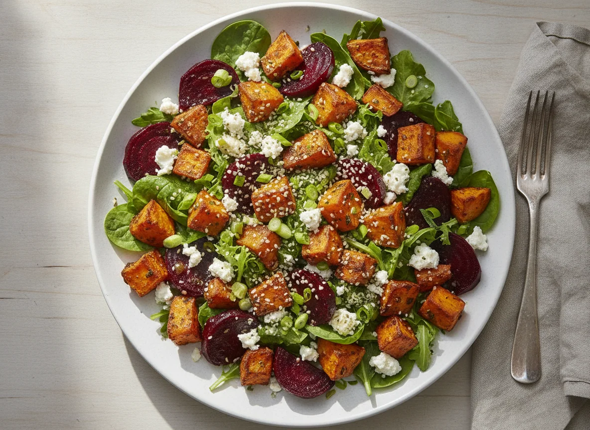 Roasted Sweet Potato and Beetroot Salad photo