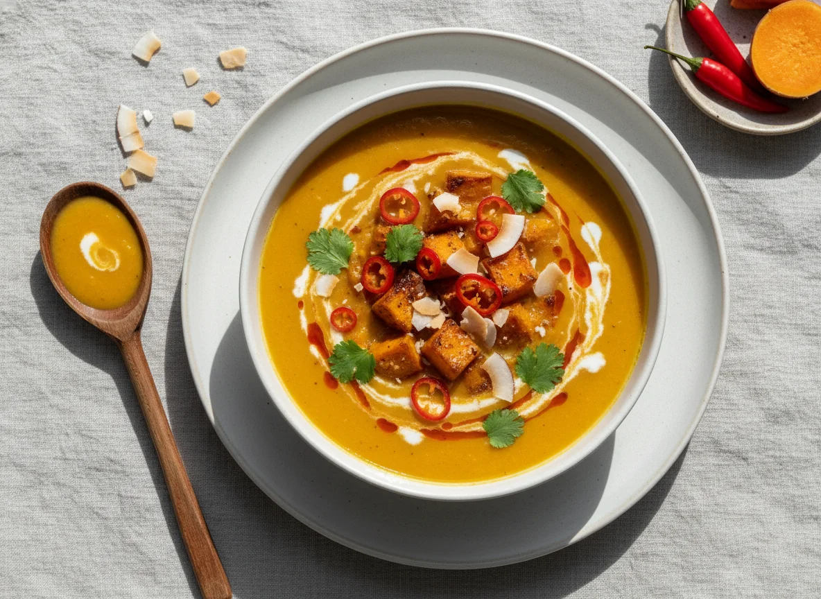 Roasted Sweet Potato, Coconut and Chilli Soup photo